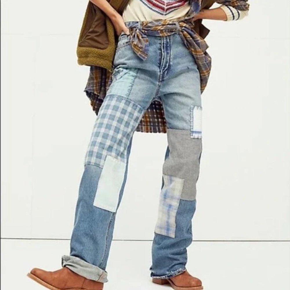 We The Free Steinbeck Patched Straight Leg Jeans Free People 24